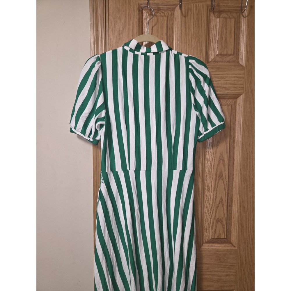 Boden Dress Womens Size US 6R Green White Striped Button Up Midi Shirt - Picture 10 of 16